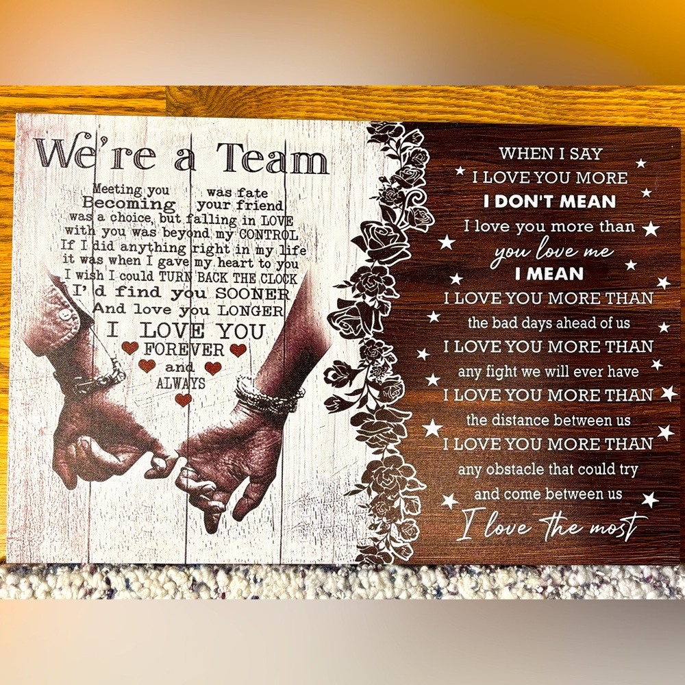 Wall Canvas - we are a team - love